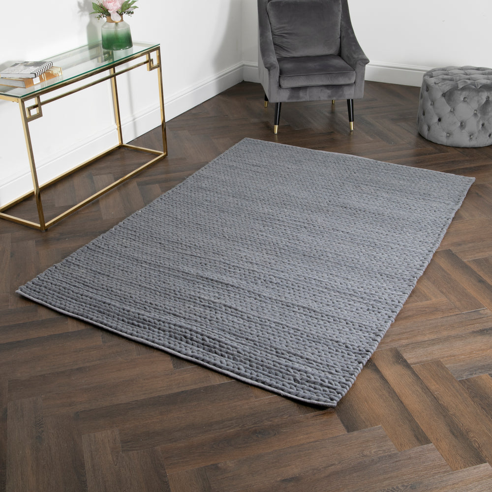 Large Knitted Grey Rug (3 sizes)