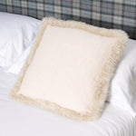 Beige Linen Cushion Sheepskin Trim 45x45cm