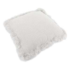 Grey Linen Cushion Sheepskin Trim 45x45cm