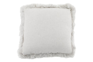 Grey Linen Cushion Sheepskin Trim 45x45cm