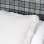 White Linen Cushion Sheepskin Trim 45x45cm