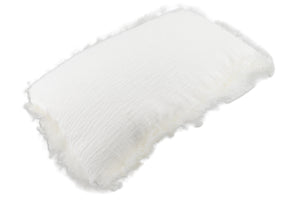 White Linen Cushion Sheepskin Trim 30x50cm