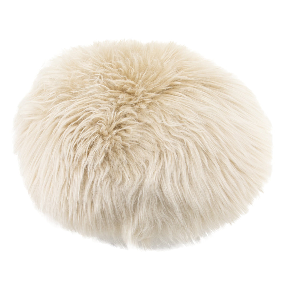 Beige Round Sheepskin Cushion