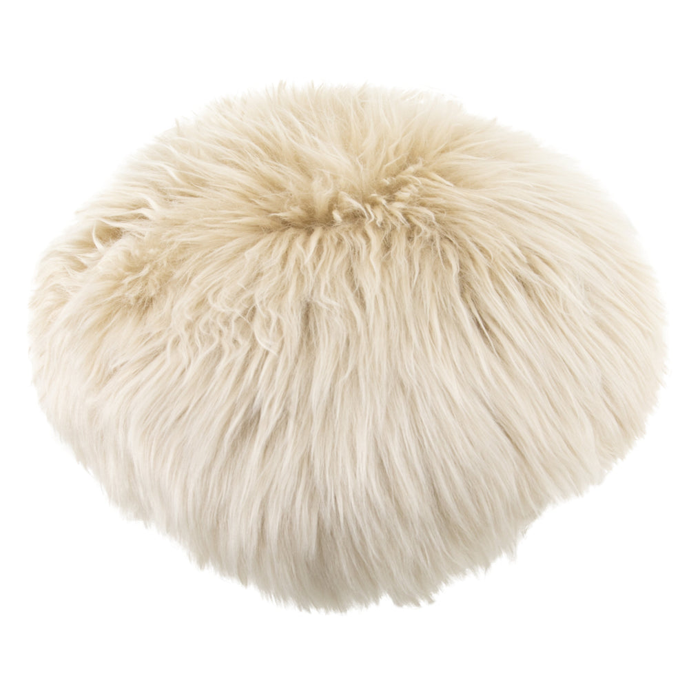 Beige Round Sheepskin Cushion