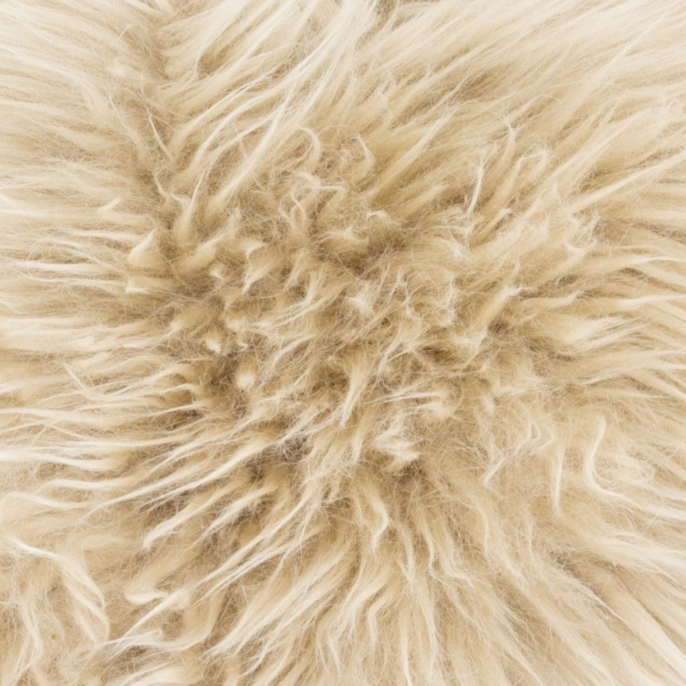 Beige Round Sheepskin Cushion