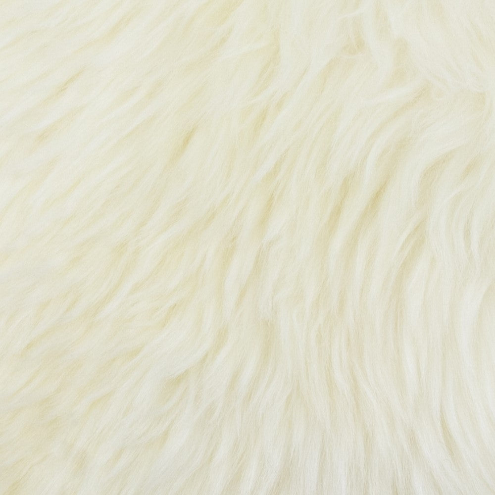 White Round Sheepskin Cushion