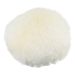 White Round Sheepskin Cushion