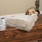 Grey Linen Blanket Sheepskin Trim