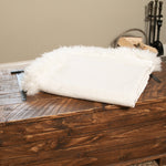 White Linen Blanket Sheepskin Trim 140x180cm