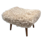 Shearling Sheepskin Beige Footstool