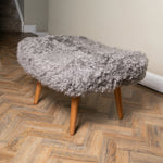 Shearling Sheepskin Grey Footstool