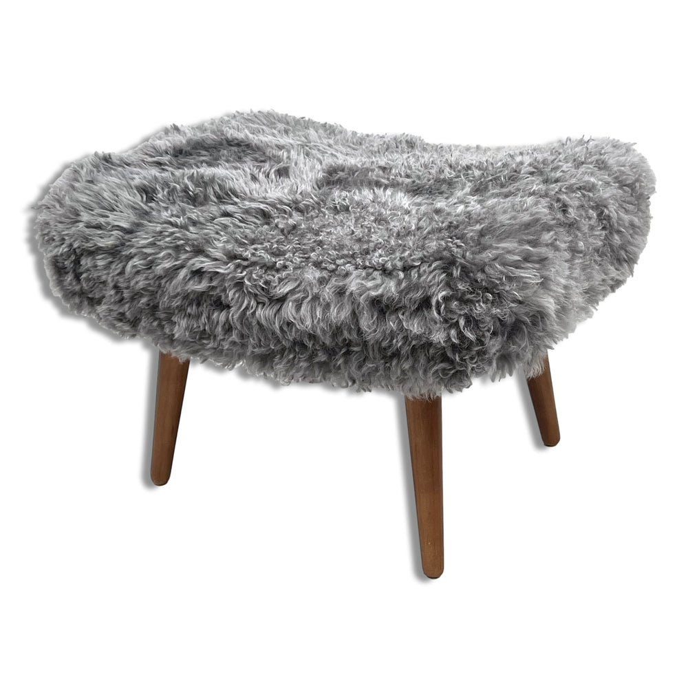 Shearling Sheepskin Grey Footstool