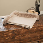 Woven Beige Wool Blanket Sheepskin Trim