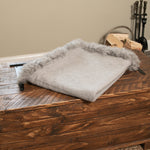 Woven Grey Wool Blanket Sheepskin Trim