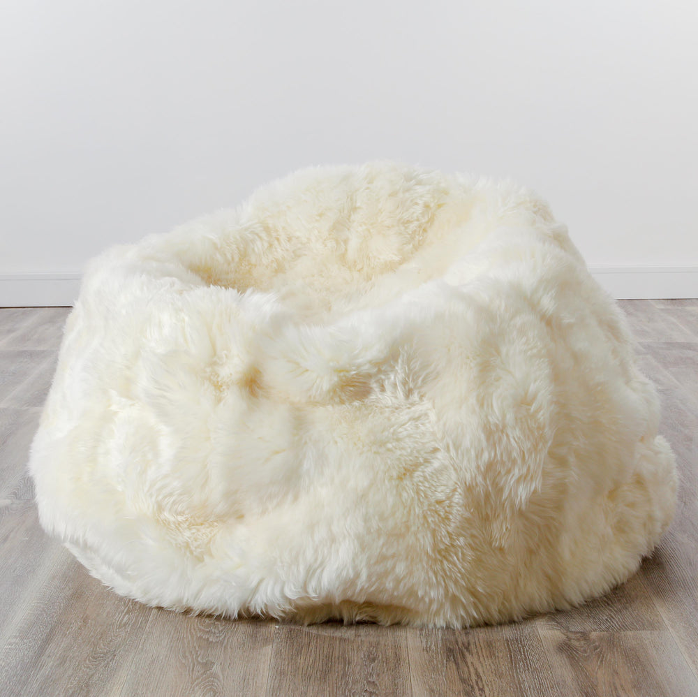 XXL Luxurious Natural White Sheepskin Beanbag