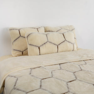 Cashmere Wool Quilt - Natural Hex