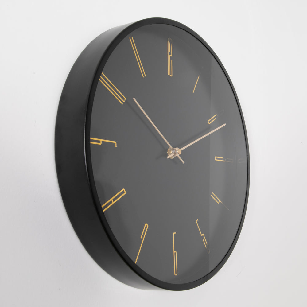 Black 12" Modern Analogue Clock