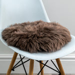 Taupe Round Sheepskin Chair Pad