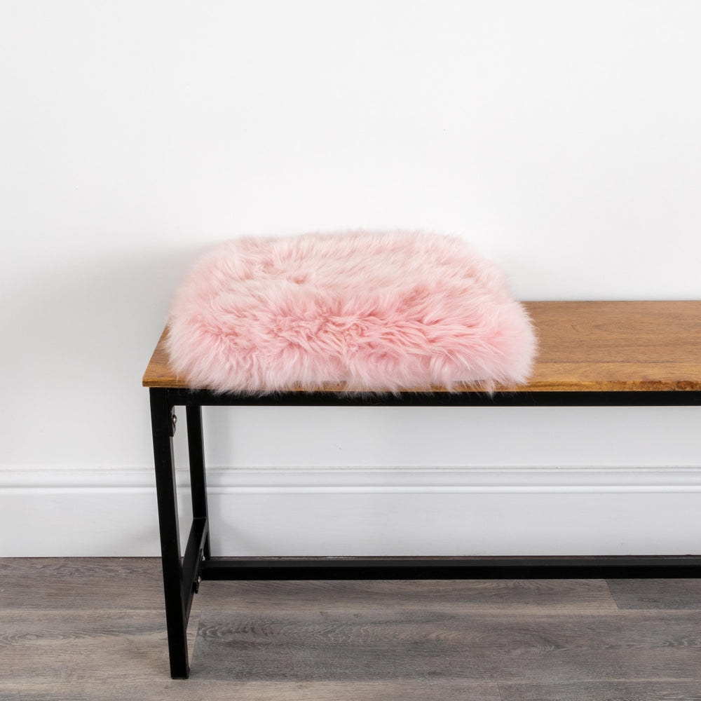 Blush Pink Square Sheepskin Chair Pad