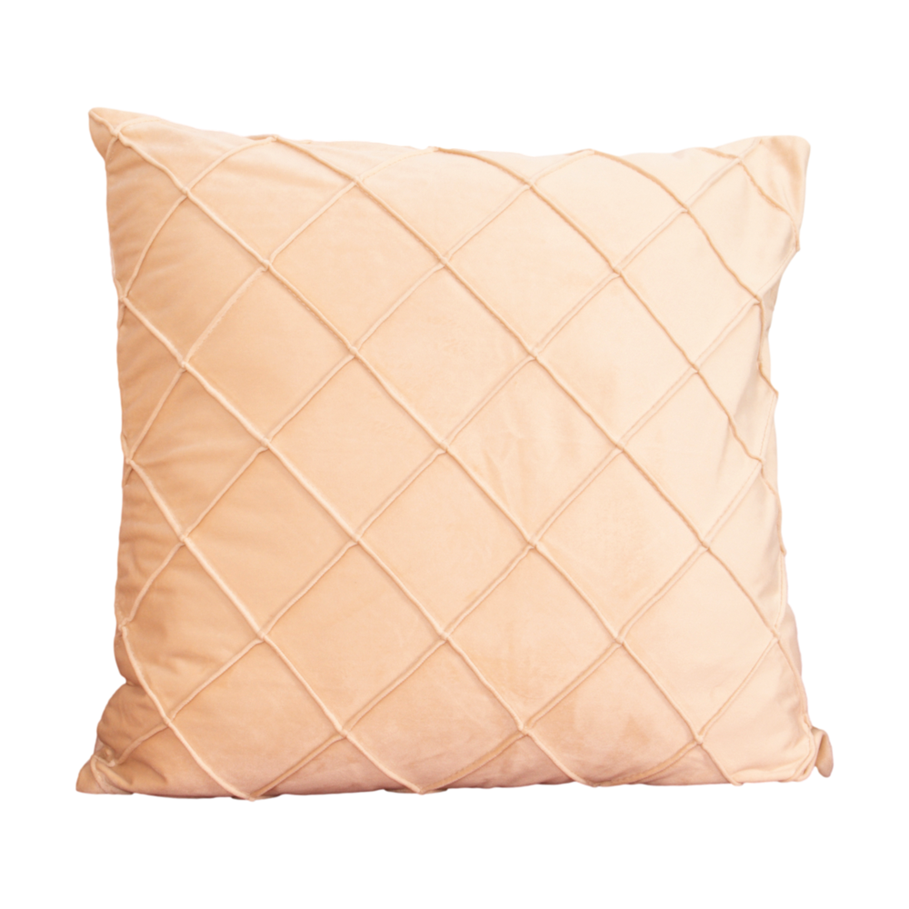 Diamond Beige Velvet Cushion - Feather Filled