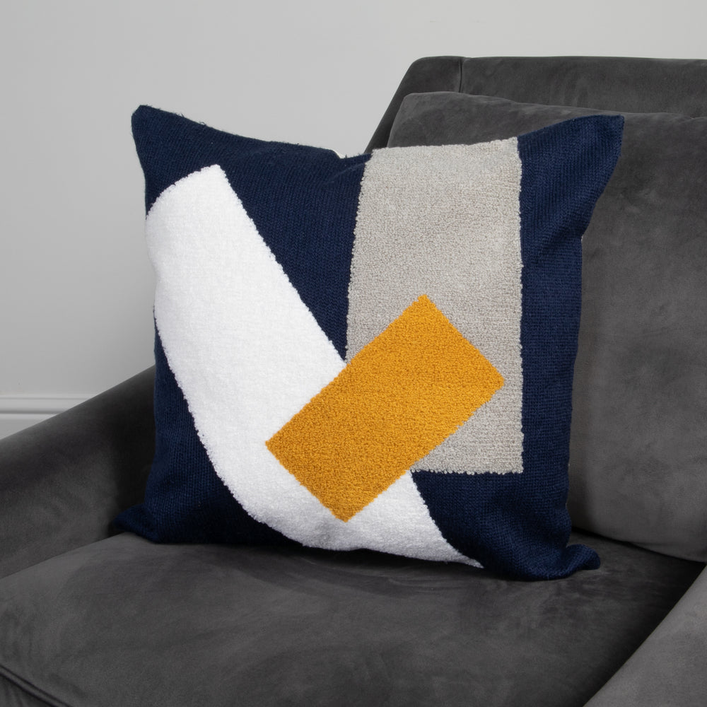Navy Blue Abstract Boho Cushion Cover