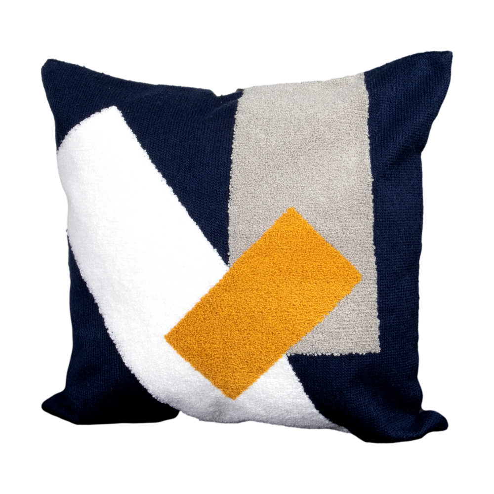 Navy Blue Abstract Boho Cushion - Feather Filled