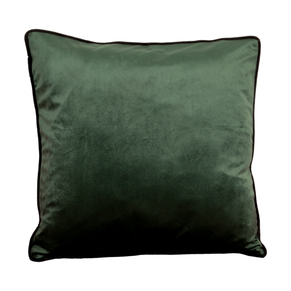 Green Piped Velvet Cushion Feather Filled