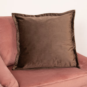 Brown Velvet Cushion - Feather Filled