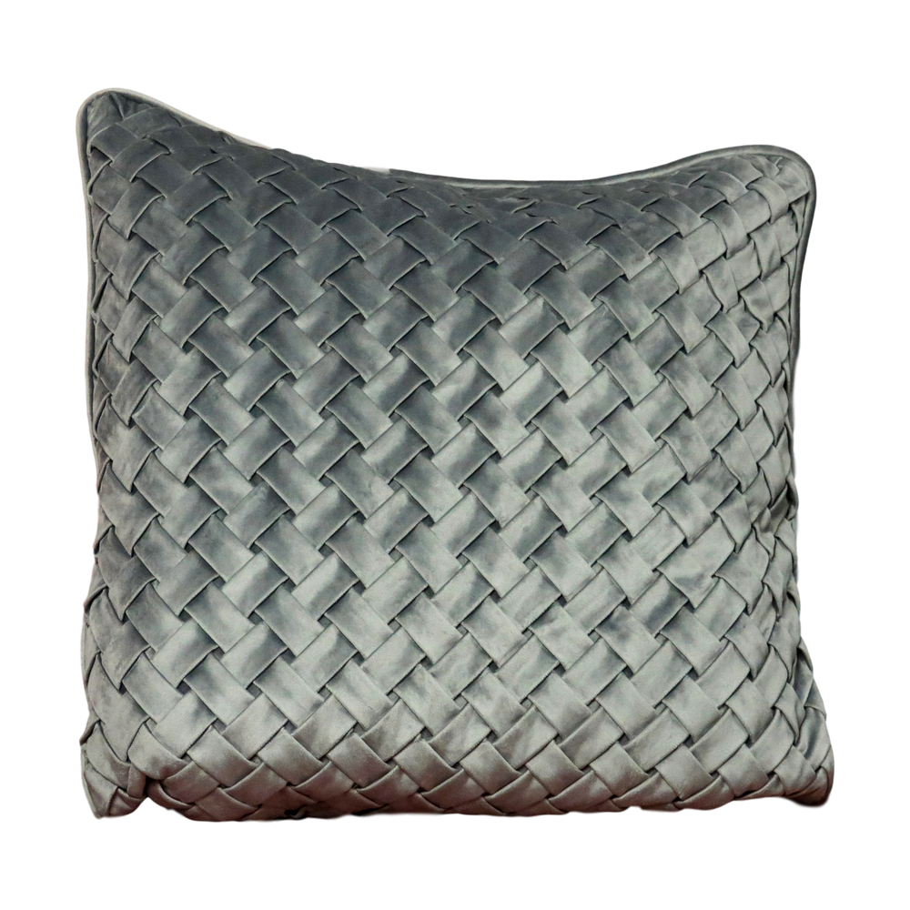 Woven Grey Velvet Cushion Cover