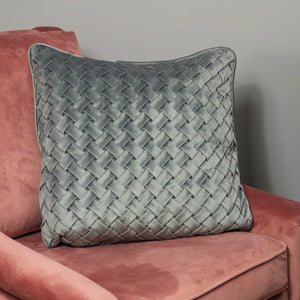 Woven Grey Velvet Cushion Cover