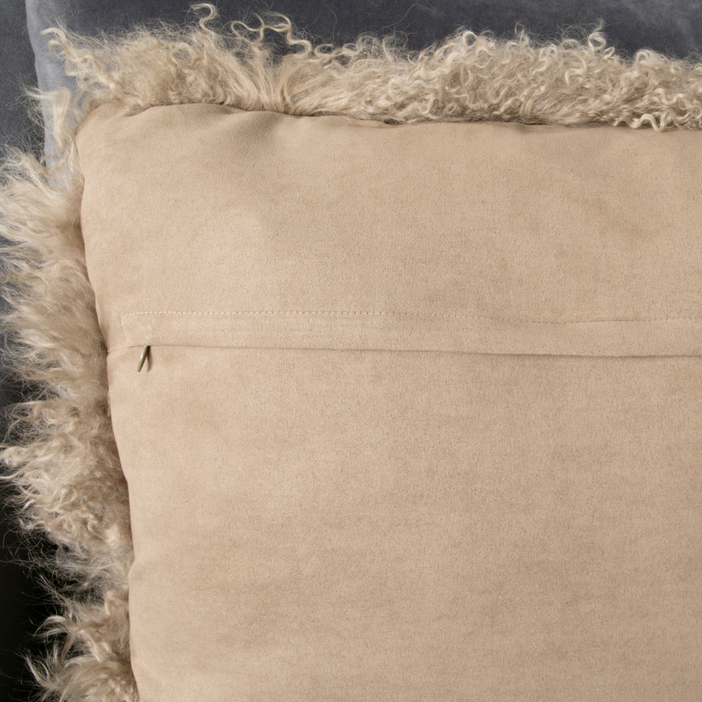 Light Brown Curly Sheepskin Cushion 45x45cm