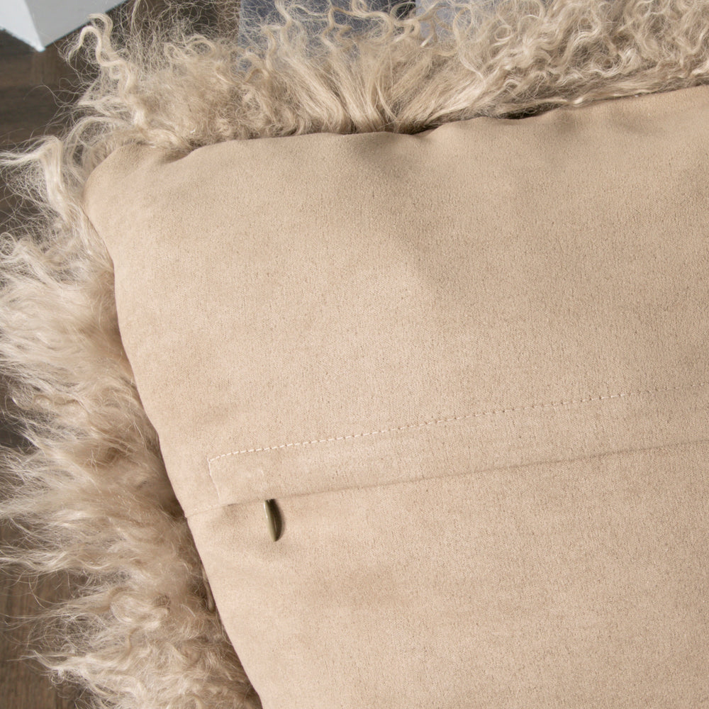 Light Brown Curly Sheepskin Cushion 45x45cm