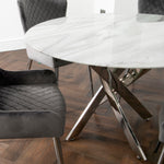 Marble Glass Round Dining Table with 4 Chairs