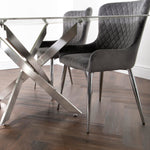 Marble Glass Rectangle Dining Table with 6 Chairs