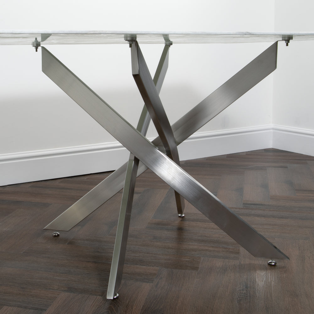 Silver Plated Marble Glass Dining Table