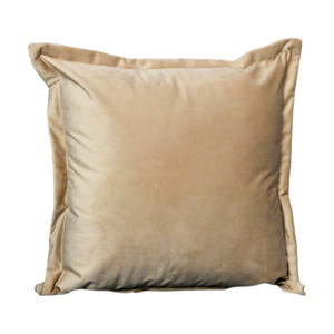 Beige Velvet Cushion - Feather Filled