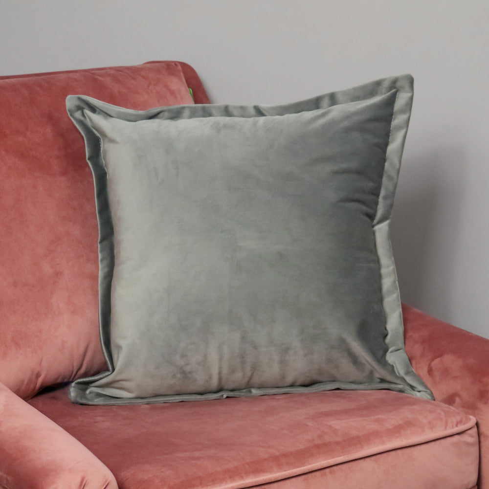 Grey Velvet Cushion - Feather Filled