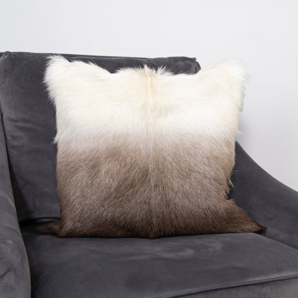Ivory/Brown Goatskin Ombre Cushion