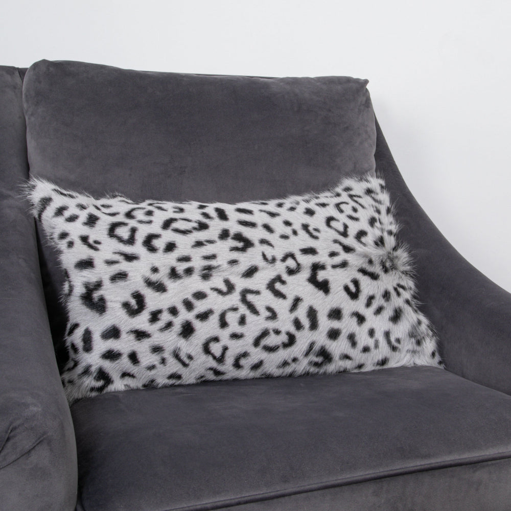 Grey Leopard Goatskin Print Cushion