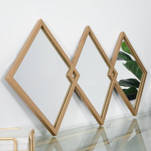 Trio of Gold Diamond Shaped Mirrors