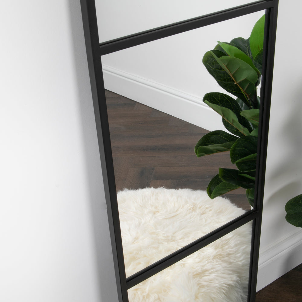 Black Window Style Floor Standing Mirror