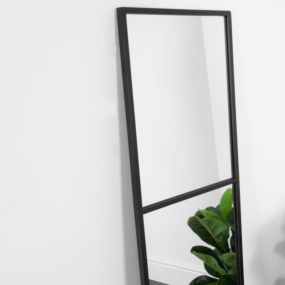 Black Window Style Floor Standing Mirror