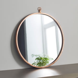 Pink Copper Round Mirror