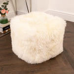 Ivory Sheepskin Pouf