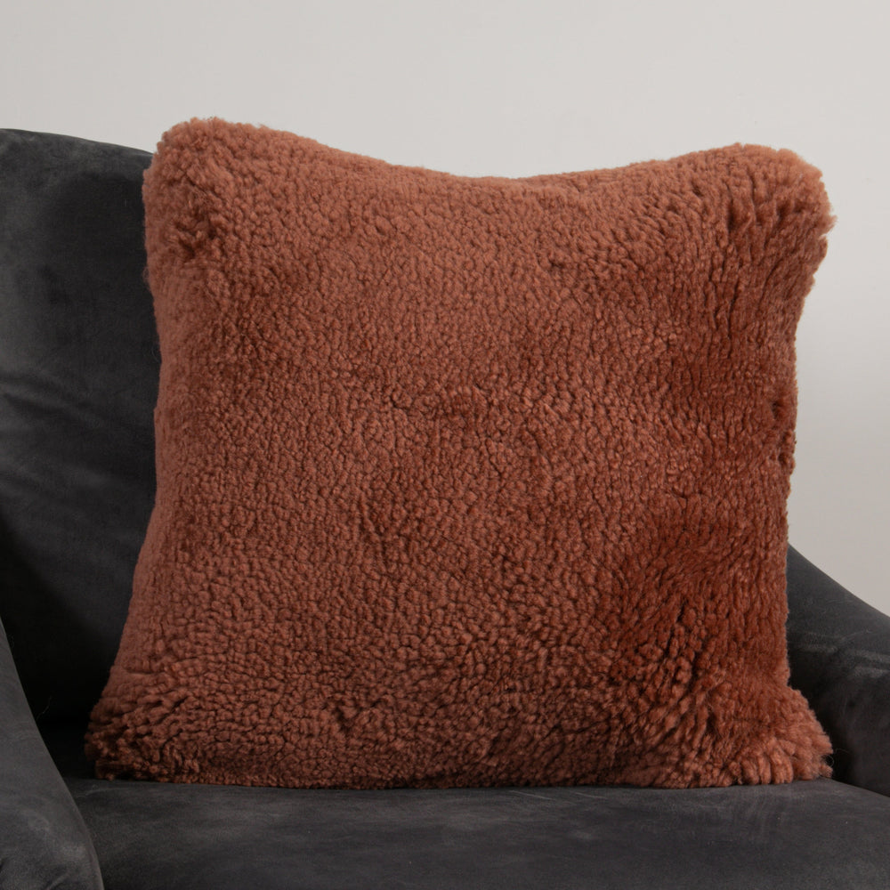 Coral Short Pile Sheepskin Cushion