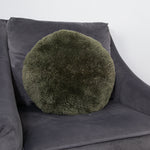 Khaki Green Short Pile Sheepskin Cushion