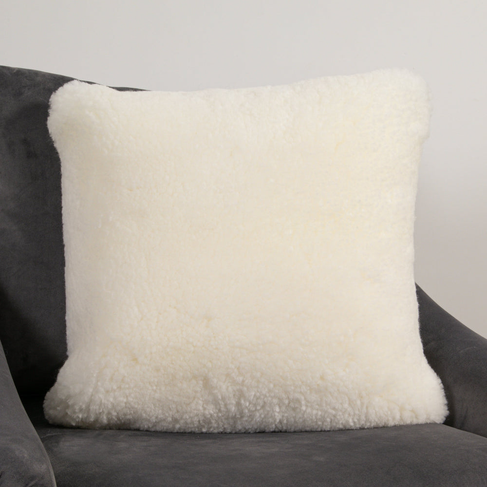 Ivory Short Pile Sheepskin Cushion