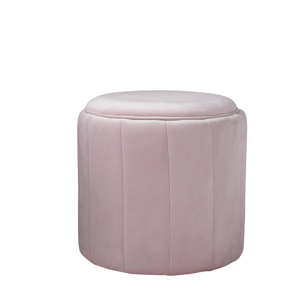 Round Pastel Pink Plush Stool