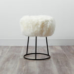 Natural Metal Sheepskin Stool