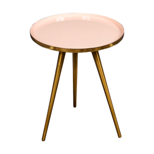 Side Table Pink Enamel Tray